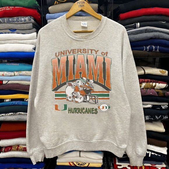 Vintage Miami Hurricanes Shirt, 90s University Of Miami Hurricanes Sweatshirt - Picture 1 of 2